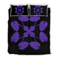 Hawaiian Royal Pattern Quilt Bed Set - Black And Purple - D3 Style Art - Polynesian Pride