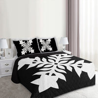 Hawaiian Royal Pattern Quilt Bed Set - Black And White - E2 Style - AH - Polynesian Pride