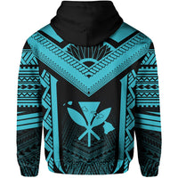 Hawaii Kanaka Polynesian Zip up Hoodie Active Blue - Polynesian Pride
