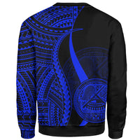 American Samoa Sweatshirt - Blue Polynesian Tentacle Tribal Pattern - Polynesian Pride