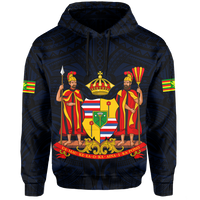 Polynesian Kanaka Maoli Royal Coat of Arms Hawaii Hoodie Blue - Polynesian Pride