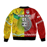 (Custom Personalised) Mate Ma'a Tonga Ngatu And Australia Wallabies Aboriginal Bomber Jacket Rugby Together LT8 - Polynesian Pride