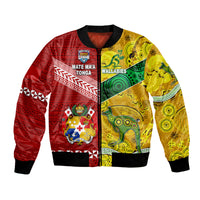 Mate Ma'a Tonga Ngatu And Australia Wallabies Aboriginal Bomber Jacket Rugby Together LT8 Unisex - Polynesian Pride