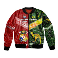 Mate Ma'a Tonga Ngatu And Australia Kangaroos Aboriginal Bomber Jacket Rugby Together LT8 Unisex - Polynesian Pride