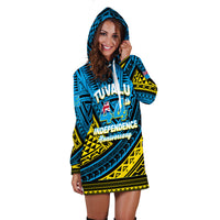 (Custom Personalised)Tuvalu Hoodie Dress 44th Independence Anniversary - Tribal Pattern - LT12 - Polynesian Pride