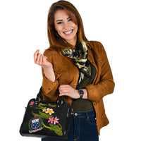 Samoa Polynesian Custom Personalised Shoulder Handbag - Plumeria Tribal - Polynesian Pride