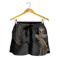 Hawaii Polynesian Custom Personalised Women's Short - Gold Tribal Wave - Polynesian Pride