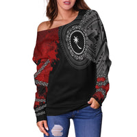 Chuuk Polynesian Women's Off Shoulder Sweater - Polynesian Chain Style - Polynesian Pride