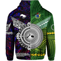Custom New Zealand Cook Islands Zip Hoodie Maori and Polynesian Together Purple LT8 - Polynesian Pride