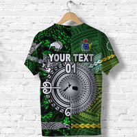 Custom New Zealand Maori Aotearoa T Shirt Cook Islands Together Green, Custom Text and Number LT8 - Polynesian Pride