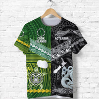 Custom New Zealand Maori Aotearoa T Shirt Cook Islands Together Black, Custom Text and Number LT8 - Polynesian Pride