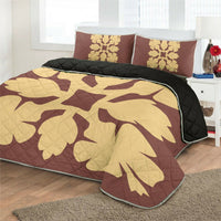 Hawaiian Royal Pattern Quilt Bed Set - Coral - C1 Style - AH - Polynesian Pride