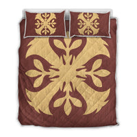 Hawaiian Royal Pattern Quilt Bed Set - Coral - F3 Style - AH Coral - Polynesian Pride