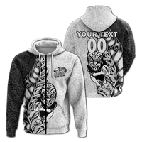 Custom New Zealand Maori All Black Rugby Hoodie LT2 Zip Hoodie WHITE - Polynesian Pride
