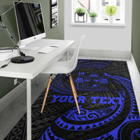 Fiji Polynesian Custom Personalised Area Rug - Blue Tribal Wave - Polynesian Pride