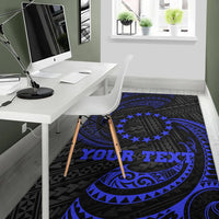 Cook Islands Polynesian Custom Personalised Area Rug - Blue Tribal Wave - Polynesian Pride