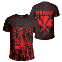 Hawaii King Coat of Arms Kanaka Map Polynesian T Shirt Red Unisex Red - Polynesian Pride