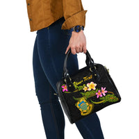 Tuvalu Polynesian Custom Personalised Shoulder Handbag - Plumeria Tribal - Polynesian Pride