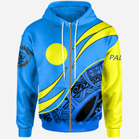 Palau Zip Hoodie Symmetrical Lines Unisex Blue - Polynesian Pride