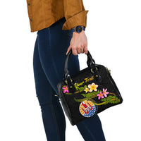 Tahiti Polynesian Custom Personalised Shoulder Handbag - Plumeria Tribal - Polynesian Pride
