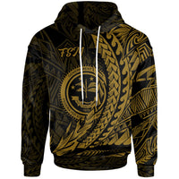 Federated States of Micronesia Hoodie Gold Wings Style Unisex Black - Polynesian Pride
