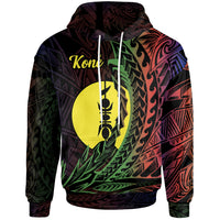 New Caledonia Hoodie Kone Wings Style Flag Color Unisex Black - Polynesian Pride