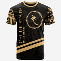 Chuuk State T Shirt In My Heart Style Gold Polynesian Patterns Unisex Black - Polynesian Pride