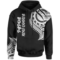 Papua New Guinea Hoodie Papua New Guinea Tatau White Patterns Unisex Black - Polynesian Pride