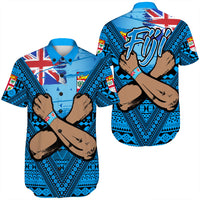 Fiji Bula Flag Short Sleeve Shirt LT10 Unisex Blue - Polynesian Pride