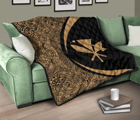 Hawaii Kanaka Polynesian Black Premium Quilt - Circle Style - Polynesian Pride