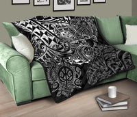 Samoa Polynesian Premium Quilt - White Turtle Flowing - Polynesian Pride