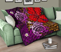 Hawaii Lauhala Hibiscus Polynesian Tropical Pink Premium Quilt - Wake Style - AH - Polynesian Pride