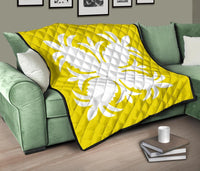 Hawaiian Premium Quilt Royal Pattern - Yellow - A2 Style - Polynesian Pride