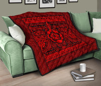 Hawaii Polyensian Turtle Premium Quilt Red - Polynesian Pride