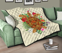 Hawaii Turtle Life Hibiscus Design Premium Quilt - Polynesian Pride