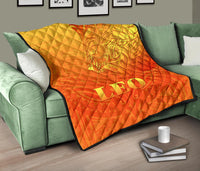 Sun In Leo Zodiac Premium Quilt Polynesian Tattoo Simple - Orange - Polynesian Pride