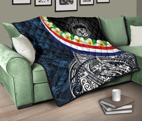 Polynesian Hawaii Premium Quilt - Hawaii Seal With Plumeria Style - Polynesian Pride