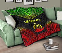 Vanuatu Premium Quilt - Vanuatu Coat Of Arms Polynesian Chief Reggae Version - Polynesian Pride