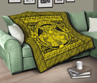 Hawaii Polynesian Pele Kanaka Premium Quilt Yellow - Polynesian Pride