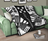 Gambier Islands Premium Quilt - Gambier Islands Flag Polynesian White Tattoo (Black) - Polynesian Pride