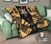 Fiji Premium Quilt - Fiji Coat Of Arms Polynesian Gold Tattoo - Polynesian Pride