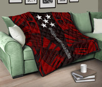 Gambier Islands Premium Quilt - Gambier Islands Flag Polynesian Red Tattoo - Polynesian Pride