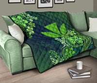 Hawaii Premium Quilt - Green Kanaka Maoli Hibiscus Style - Polynesian Pride
