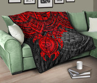 Federated States Of Micronesia Premium Quilt - Federated States Of Micronesia Seal & Red Turtle Hibiscus - Polynesian Pride