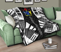 Cook Islands Premium Quilt - Cook Islands Polynesian White Tattoo (Black) - Polynesian Pride