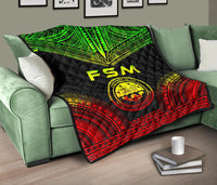 Federated States Of Micronesia Premium Quilt - FSM Seal Polynesian Chief Reggae Version - Polynesian Pride