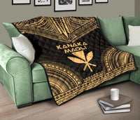 Hawaii Premium Quilt - Kanaka Maoli Polynesian Chief Gold Version - Polynesian Pride