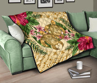 Hawaii Premium Quilt - Turtle Premium Quilt Strong Pattern Hibiscus Plumeria AH - Polynesian Pride