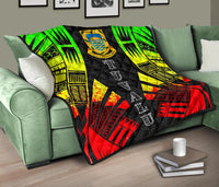 Tuvalu Premium Quilt - Tuvalu Coat Of Arms Polynesian Reggae Tattoo - Polynesian Pride