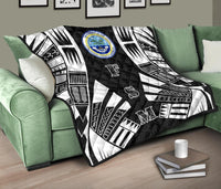 Federated States Of Micronesia Premium Quilt - Federated States Of Micronesia Seal Polynesian White Tattoo (Black) - Polynesian Pride